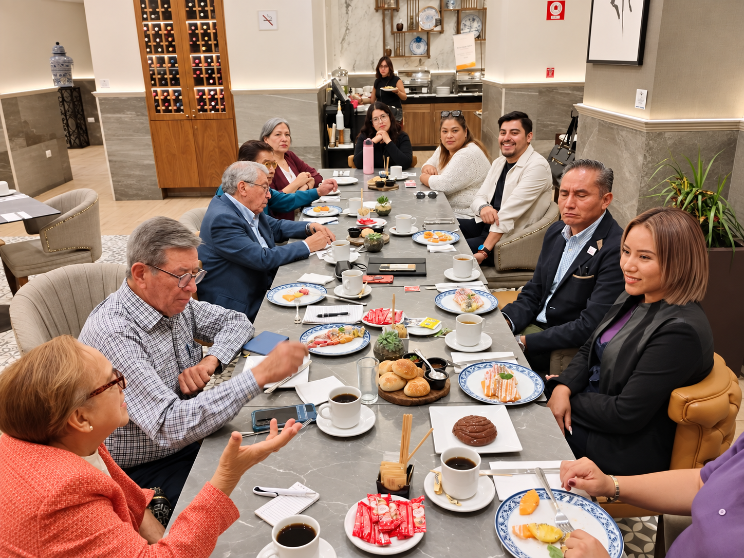 La Mesa G XX-XXI durante la reunión con José 'Pepe' Momox Sánchez